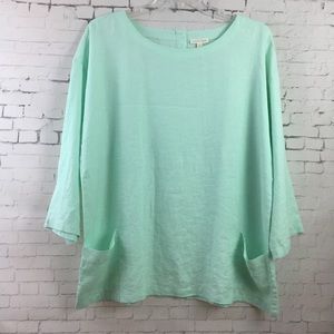 Eileen Fisher Organic Linen Tunic Top Sz L